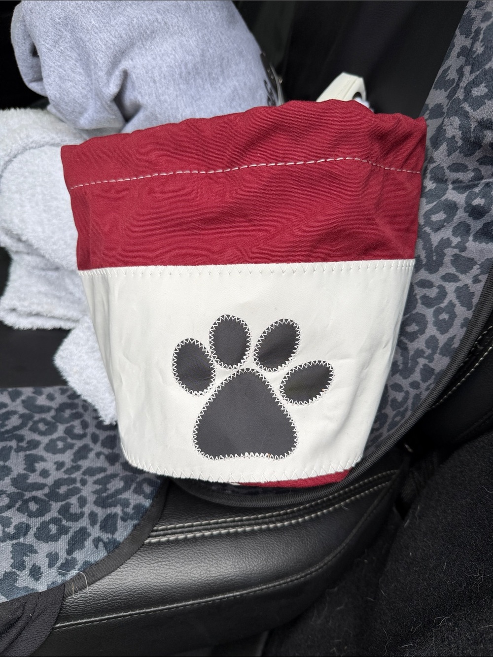 Red and White Paw Print Dog Treat Pouch